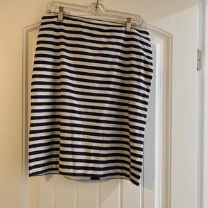 Talbots Navy Striped Pencil Skirt